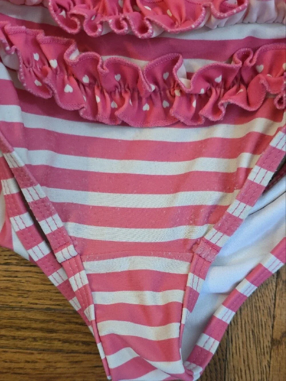 Ruffle Butts Pink Heart Long-Sleeve Swim, 4T